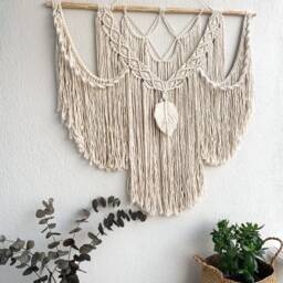 Large Macrame Wall Hanging, Modern Woven Art, Gift For Women, Bohemian Tapestry, Wedding Backdrop, Boho Bedroom Interior Decor - thumbnail 3