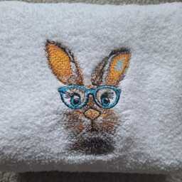 Embroidered Luxury Cotton Towel, Bunny With Glasses, Personalised Gift - thumbnail 3