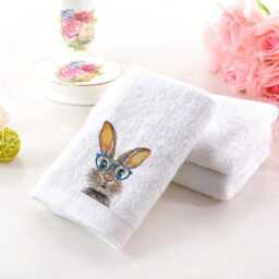 Embroidered Luxury Cotton Towel, Bunny With Glasses, Personalised Gift - thumbnail 2
