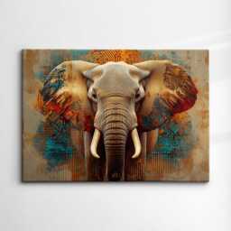 Elephant Animal Abstract Oil Painting Colourful Paint Splatter Style Wall Art Framed Canvas Poster Print, Home/Office Room Decor Gifts - thumbnail 3