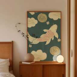 Koi Fish Poster, Japanese Wall Art, Oriental Nature Print - thumbnail 2