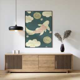 Koi Fish Poster, Japanese Wall Art, Oriental Nature Print - thumbnail 3