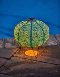 Teal Pumpkin Solar Lantern - Moroccan Style Laser-Cut Garden Light - thumbnail 1
