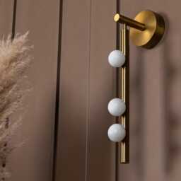 Marble Wall Lamp Brushed Brass Led Sconce, Modern Hallway Lighting - thumbnail 3