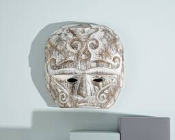 Wooden Traditional Mask Wall Decor, On Stand, Statue, Halloween Hanging Sculpture, Wood Carving, Home Decoration, Memorial Gift