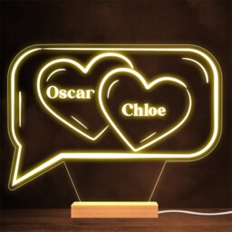 Chat Bubble Two Valentine's Day Personalised Gift Warm Lamp Night Light - thumbnail 1
