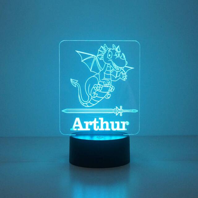 Dragon Custom Name Plaque. Personalise Led Sign. Multi Colour Light Up Bedroom Playroom Decoration. Dimmable Nursery Night Lamp - image 1