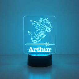 Dragon Custom Name Plaque. Personalise Led Sign. Multi Colour Light Up Bedroom Playroom Decoration. Dimmable Nursery Night Lamp - thumbnail 1