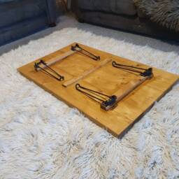 Rustic Coffee Table Handmade Solid Wood Scaffold Board Folding Hairpin Legs - thumbnail 2