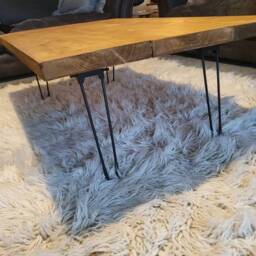 Rustic Coffee Table Handmade Solid Wood Scaffold Board Folding Hairpin Legs - thumbnail 3