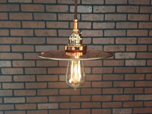 "Industrial Pendant -Copper 8"" Flat Shade With Patented ""Huila Connectors" - image 1