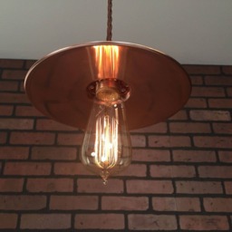"Industrial Pendant -Copper 8"" Flat Shade With Patented ""Huila Connectors" - thumbnail 3