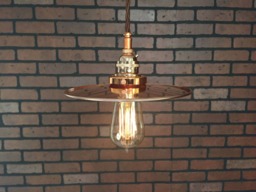 "Industrial Pendant -Copper 8"" Flat Shade With Patented ""Huila Connectors"