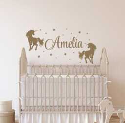 Personalized Unicorn Name Wall Decal - Nursery Decor Ww264 - thumbnail 1