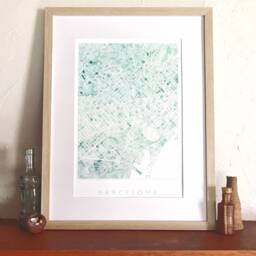 Barcelona Map Watercolor Print Spain City Block Plan - Art Print Anniversary Wedding Gift Mediterranean Wall Decor Spanish Travel Art - thumbnail 3