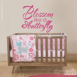 Butterfly Wall Decal, Blossom Like A Quote, Girls Bedroom Decor Sticker, Nursery - thumbnail 1
