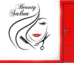 Hair Salon Wall Decal, Stylist Scissor & Comb Vinyl Sticker T115