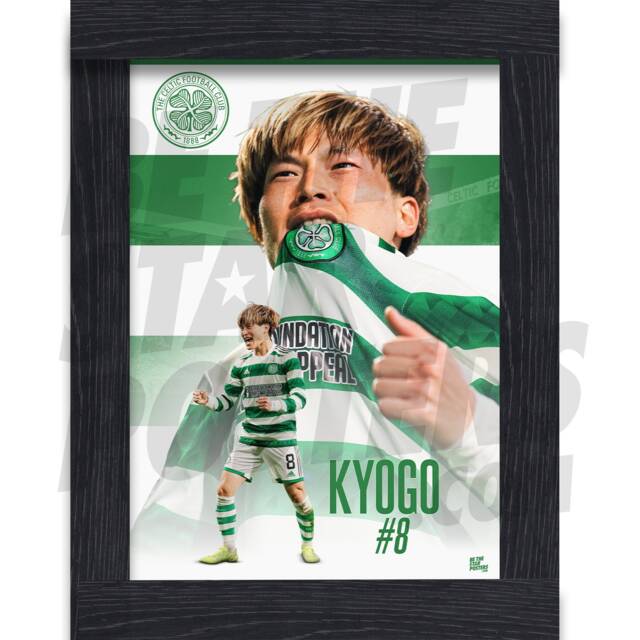 Celtic Fc Kyogo 22/23 Action Poster - Officially Licensed Product A4/A3 Sizes + Framed Option - image 1