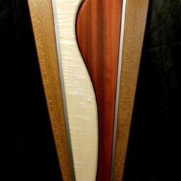 Curves & Angles - Lacewood/Padouk Figured Maple Wall Hanging Art with Aluminum Accents - thumbnail 2