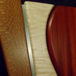 Curves & Angles - Lacewood/Padouk Figured Maple Wall Hanging Art with Aluminum Accents - thumbnail 3