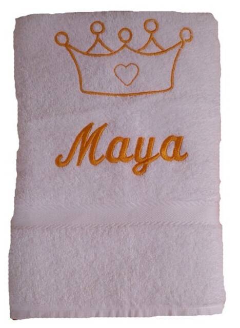 Towel Embroidered With Name & Crown Motif - image 1