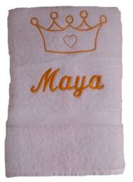 Towel Embroidered With Name & Crown Motif - thumbnail 1