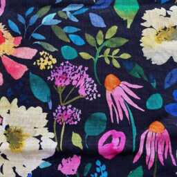 Bluebellgray Zinnia Linen Cushion Cover Cerise Pink Floral Pillow, 16x16 - thumbnail 3
