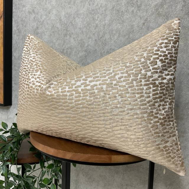 Luxury Pillow, Antelope Textured Rectangle Cushion Pillow Cover, Champagne Gold Designer Cover, High Quality - image 1