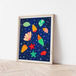 Set Of 2 Prints, Under The Sea Print, Bedroom Wall Art, Coastal Shells Preteen Gift, Mermaids Decor, Girls Room Print - thumbnail 2