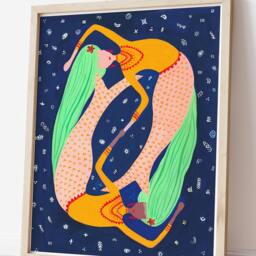 Set Of 2 Prints, Under The Sea Print, Bedroom Wall Art, Coastal Shells Preteen Gift, Mermaids Decor, Girls Room Print - thumbnail 4