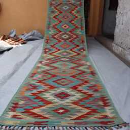 3x10 Stunning Afghan Handmade Kilim Rug, Maimana Chubi New Runner Flatweave Oriental Turkmen Hallway Rug - thumbnail 4