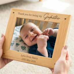Personalised Godmother Gifts - Engraved Wooden Thank You Photo Frame - thumbnail 3