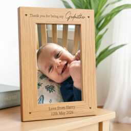 Personalised Godmother Gifts - Engraved Wooden Thank You Photo Frame
