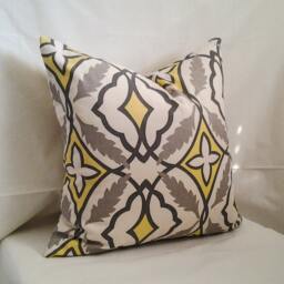 Yellow & Grey Pillow Cover, 18x18 Decorative Pillow, Toss Home Decor, Summer, Spring Retro - thumbnail 2