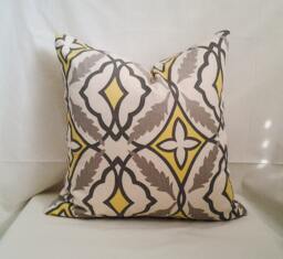 Yellow & Grey Pillow Cover, 18x18 Decorative Pillow, Toss Home Decor, Summer, Spring Retro - thumbnail 1