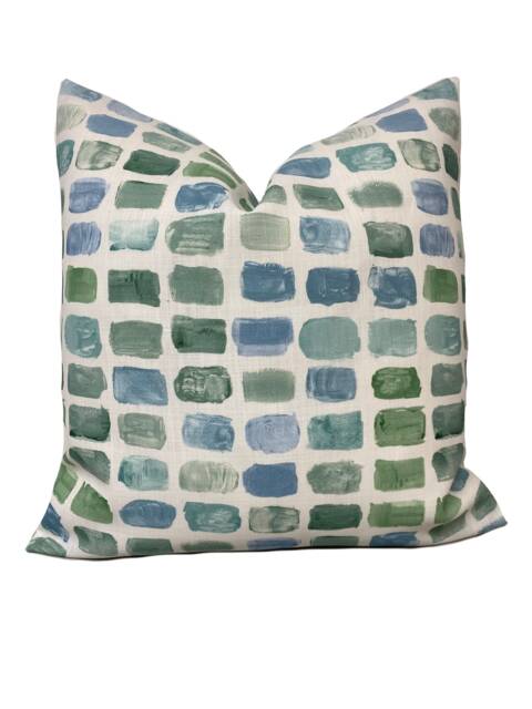 Schumacher Palette Seaglass Indoor/Outdoor Cushion Cover Pillow Double Sided - image 1