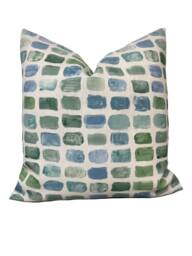 Schumacher Palette Seaglass Indoor/Outdoor Cushion Cover Pillow Double Sided - thumbnail 1