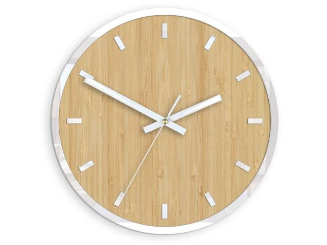Large Wall Clock Bamboo With White Accessories - Quiet & Modern 30cm/11, 81 - image 1