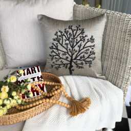 "Beaded Nature & Floral Art Silk Throw Pillow Cover, 16""x16" - thumbnail 3