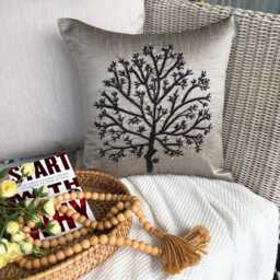 "Beaded Nature & Floral Art Silk Throw Pillow Cover, 16""x16" - thumbnail 2