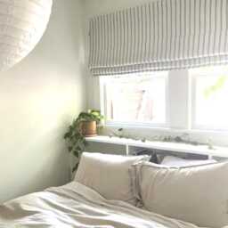 stripe Linen Custom Roman Shades, 100% Fabric Blinds, Window Treatment, Modern Designer Made To Order - thumbnail 3