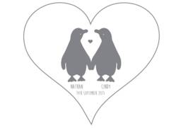 Anniversary Print, Penguin Love, Personalised Gift, Couple Wall Art, Gift For Boyfriend, Wedding - thumbnail 1