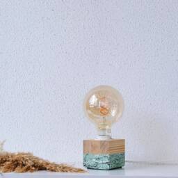 Handmade Spruce Wood Table Lamp, Modern Farmhouse Bedside Wooden Accent Lamp - thumbnail 2