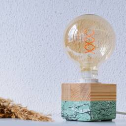 Handmade Spruce Wood Table Lamp, Modern Farmhouse Bedside Wooden Accent Lamp - thumbnail 3
