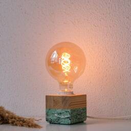 Handmade Spruce Wood Table Lamp, Modern Farmhouse Bedside Wooden Accent Lamp - thumbnail 4