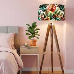 Handmade By Order Luxury Large Leaf Plants Multi Coloured Leafs Pattern On Velvet Drum Lamp Shade Pendant Light All Shapes Sizes - thumbnail 2