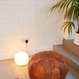 Mid-Season Sale Deluxe Moroccan Tan Leather Pouffe, Handmade Artisan Ottoman Bean Bag Footstool, Floor Cushion - thumbnail 3