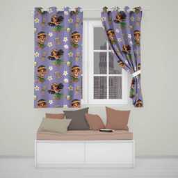 Cute Hawaiian Girl Hula Dance Coconut Shell Purple Background Seamless Pattern Readymade Eyelet Ring Top Thermal 100% Blackout Curtains