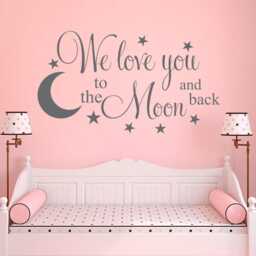 Nursery Wall Decal We Love You To The Moon - Back Star Art Decor - thumbnail 1