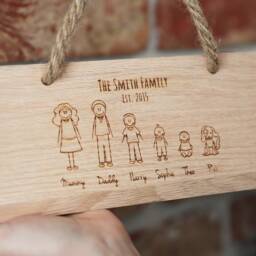 Personalised Oak Family Sign Engraved Portrait, New Home Gift - thumbnail 3